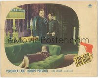 6t0810 THIS GUN FOR HIRE LC 1942 Laird Cregar looks at Veronica Lake bound & gagged on couch!