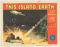 6t0813 THIS ISLAND EARTH LC #3 1955 image of two alien spaceships & Zagon meteor attack on Metaluna!