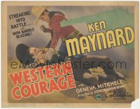 6t0662 WESTERN COURAGE TC 1935 Ken Maynard streaks into battle w/ both barrels blazing, ultra rare!