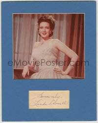 6t0028 LINDA DARNELL signed 2x4 album page in 8x10 display 1950s ready to frame on your wall!