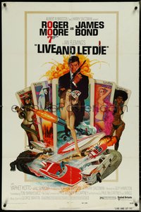 6t1209 LIVE & LET DIE West Hemi 1sh 1973 Robert McGinnis art of Roger Moore as James Bond!