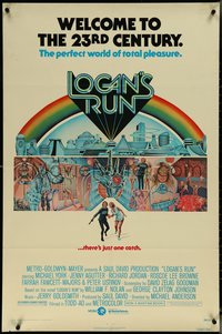 6t1212 LOGAN'S RUN 1sh 1976 Michael York & Jenny Agutter, welcome to the 23rd century!