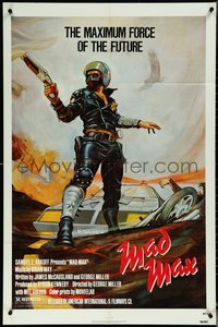 6t1225 MAD MAX 1sh R1983 Garland art of wasteland cop Mel Gibson, George Miller action classic!