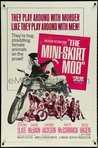 6t1241 MINI-SKIRT MOB 1sh 1968 AIP bikers, sexy hog straddling female animal on the prowl!