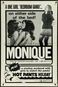 6t1244 MONIQUE/HOT PANTS HOLIDAY 1sh 1970s sexy lesbian sexploitation double-bill!