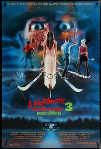 6t1265 NIGHTMARE ON ELM STREET 3 1sh 1987 cool horror art of Freddy Krueger by Matthew Peak!