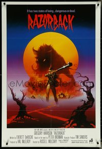 6t1309 RAZORBACK int'l 1sh 1984 Australian horror, different artwork by Boris Vallejo, ultra rare!