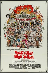 6t1320 ROCK 'N' ROLL HIGH SCHOOL 1sh 1979 artwork of the Ramones by William Stout!