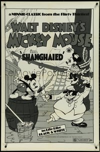 6t1343 SHANGHAIED 1sh R1974 cool art of Mickey Mouse dueling Pegleg Pete w/swordfish!