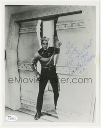 6t0145 BUSTER CRABBE signed 8x10 REPRO photo 1980s great scene in costume from a Flash Gordon movie!