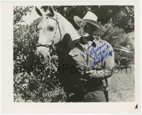 6t0146 BUSTER CRABBE signed 8x10 REPRO photo 1980s great close up as cowboy with gun by his horse!