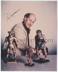 6t0201 RAY HARRYHAUSEN signed color 8x10 REPRO photo 1980s w/his creations from 7th Voyage of Sinbad!