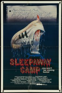 6t1357 SLEEPAWAY CAMP 1sh 1983 a nice place for summer vacation, a perfect place to die, gory art!