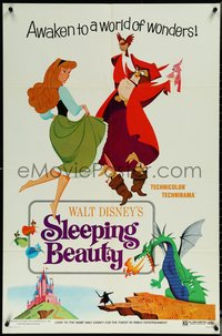 6t1359 SLEEPING BEAUTY style B 1sh R1970 Walt Disney cartoon fairy tale fantasy classic!