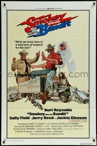 6t1361 SMOKEY & THE BANDIT int'l 1sh 1977 Solie art of Burt Reynolds, Sally Field & Jackie Gleason!