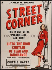 6t1378 STREET CORNER 1sh 1948 early anti-abortion, girl in trouble, white background, rare!