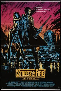 6t1379 STREETS OF FIRE 1sh 1984 Walter Hill, Michael Pare, Diane Lane, cool artwork by Riehm!