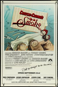 6t0399 UP IN SMOKE half subway 1978 Cheech & Chong marijuana classic, original tagline, ultra rare!