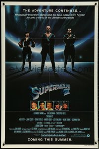 6t1386 SUPERMAN II teaser 1sh 1981 Christopher Reeve, Terence Stamp, great image of villains!