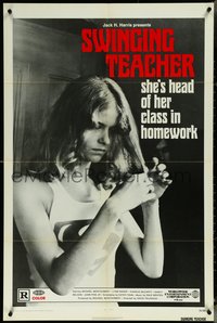 6t1392 SWINGING TEACHER 1sh 1974 sexy Lynn Baker, she's sexy & head of her class in homework!