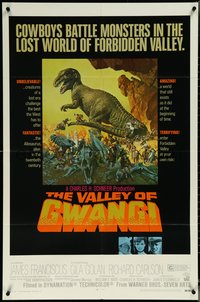 6t1424 VALLEY OF GWANGI 1sh 1969 Ray Harryhausen, great artwork of cowboys vs dinosaurs!