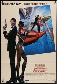 6t1432 VIEW TO A KILL int'l 1sh 1985 art of Moore as James Bond, Roberts & Jones by Daniel Goozee!