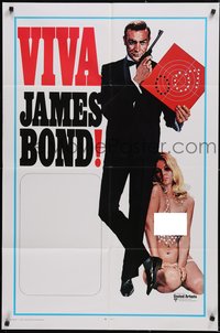 6t1435 VIVA JAMES BOND int'l 1sh 1970 artwork of Sean Connery & sexy blonde in see-through outfit!