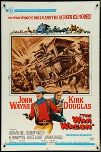 6t1436 WAR WAGON 1sh 1967 crooked cowboys John Wayne & Kirk Douglas, western stagecoach art!