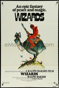 6t1450 WIZARDS 1sh 1977 Ralph Bakshi directed animation, cool fantasy art by William Stout!