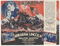 6t1463 ABRAHAM LINCOLN herald 1930 Walter Huston as Honest Abe, D.W. Griffith's Supreme Achievement!