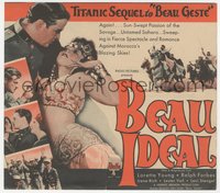 6t1467 BEAU IDEAL herald 1931 Loretta Young, Ralph Forbes, one last despairing kiss, ultra rare!