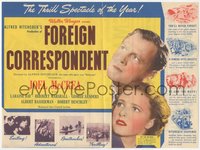 6t1475 FOREIGN CORRESPONDENT herald 1940 Alfred Hitchcock, Joel McCrea, Laraine Day, ultra rare!