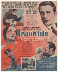 6t1489 RESURRECTION herald 1931 John Boles & sexy Lupe Velez, the best and worst in man and woman!