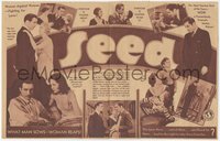 6t1460 SEED herald 1931 directed by William Wellman, Bette Davis billed & pictured, ultra rare!