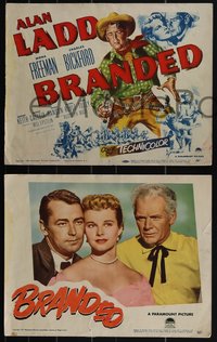 6t0844 BRANDED 8 LCs 1950 tough cowboy Alan Ladd, Mona Freeman, Charles Bickford!