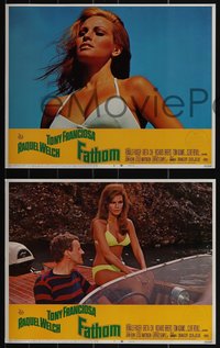 6t0856 FATHOM 8 LCs 1967 w/best close up of super sexy Raquel Welch in skydiving gear & parachute!