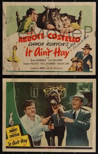 6t0002 IT AIN'T HAY 8 LCs 1943 Abbott, Costello, Shemp, title card signed by Richard Lane!