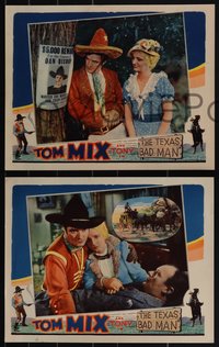 6t0954 TEXAS BAD MAN 3 LCs 1932 Tom Mix & Lucille Powers, fight, wanted poster with bullet holes!