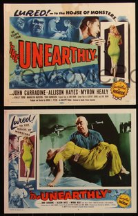 6t0908 UNEARTHLY 8 LCs 1957 John Carradine & sexy Sally Todd lured to the house of monsters!