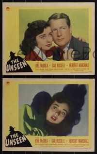 6t0910 UNSEEN 8 LCs 1944 Joel McCrea, pretty Gail Russell, Brooks, cool shadow border art!