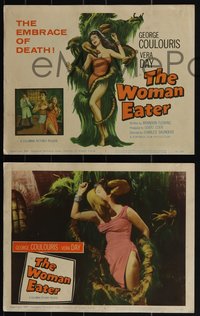 6t0924 WOMAN EATER 8 LCs 1959 Peter Wayn, great images of pretty Vera Day, w/title card horror art!