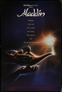 6w0327 ALADDIN DS 1sh 1992 classic Disney Arabian fantasy cartoon, John Alvin art of magic lamp!