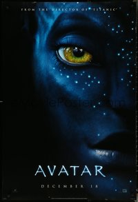 6w0334 AVATAR teaser 1sh 2009 James Cameron directed, Zoe Saldana, close-up image of Neytiri!