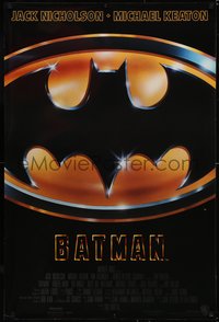 6w0347 BATMAN int'l 1sh 1989 directed by Tim Burton, cool image of Bat logo, new credit design!