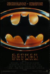 6w0348 BATMAN style D 1sh 1989 directed by Tim Burton, Nicholson, Keaton, cool image of Bat logo!