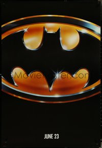 6w0345 BATMAN teaser 1sh 1989 directed by Tim Burton, cool image of Bat logo, matte finish!