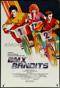 6w0365 BMX BANDITS 1sh 1983 bicycle moto cross action art w/early Nicole Kidman, ultra rare!