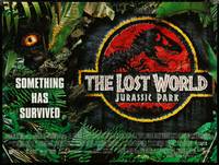 6w0167 JURASSIC PARK 2 DS British quad 1996 The Lost World, Steven Spielberg, something has survived!