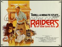 6w0170 RAIDERS OF THE LOST ARK British quad 1981 Brian Bysouth art of adventurer Harrison Ford!