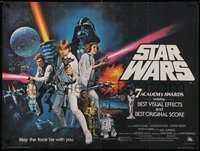 6w0174 STAR WARS British quad 1978 A New Hope, George Lucas sci-fi, art by Tom William Chantrell!